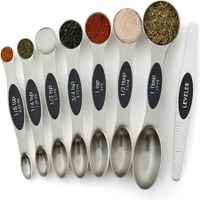 Magnetic Measuring Spoons Set, Dual Sided, Stainless Steel, Fits in Spice Jars, Set of 8