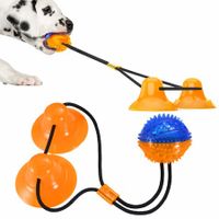 Suction Cup Dog Toy Puppy Rope Chew Toys Interactive Tug of War Treat Balls Teething for Small Medium Dogs Indoors Outdoors Pets Toys Stress Relief