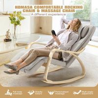 Homasa Wooden Massage Chair Rocking Recliner Chair Chaise Lounge Chair Off White