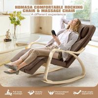 Homasa Wooden Massage Chair Rocking Recliner Chair Chaise Lounge Chair Brown