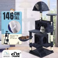 Cat Scratching Tree Post Dome Condo Play House Climbing Tower Pole Furniture Gym with Toys Perch 146cm