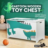 Kidbot Kids Toy Box Wooden Storage Chest 80x40x44.5cm Crocodile Pattern Blue