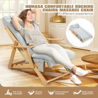 Homasa Wooden Massage Chair Adjustable Recliner Chair Chaise Lounge Chair Gray