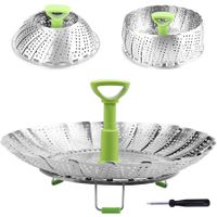 Steamer Basket Stainless Steel Vegetable Steamer Basket Folding Steamer Fit Various Size Pot (5.1 to 9 inch)