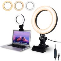 Video Conference Lighting,6.3 Inch Selfie Ring Light with Clamp Mount