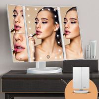 Maxkon Makeup Vanity Mirror with 21 LED Lights 1X/2X/3X Magnification Trifold Mirror