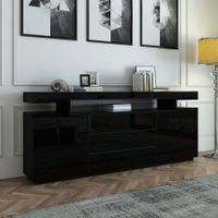 200cm Sideboard Buffet Cabinet High Gloss Front Storage Cupboard 2 Doors 3 Drawers Black