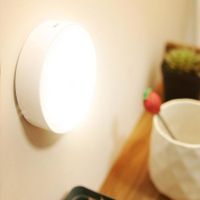 2pcs LED Motion Sensor Lights USB Rechargeable Wireless Cabinet Magnetic Night Lamps warm n white light