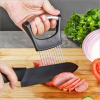 Best Utensils Onion Holder Slicer Vegetable Tools Slicing Guide Vegetable Tomato Lemon Meat Holder Slicer Tools Cutter, | Stainless Steel Cutting Kitchen Gadget