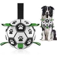 Dog Toys Soccer Ball with Grab Tabs, Interactive Dog Toys for Tug of War, Dog Tug Toy, Dog Water Toy, Durable Dog Balls for Small & Medium Dogs (6 Inch)