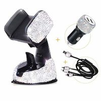 3PCS Crystal Diamond  Cell Phone Car Accessories Set