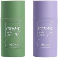 Green Tea Purifying Clay Stick Mask - Moisturizes and Controls The Oil, Acne Clearing, and Blackhead Remover, 40g Eggplant+Green Tea