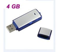 V01 Mini U Disk Digital Voice Recorder Key Chain - Blue (4GB)