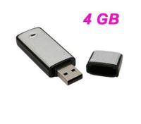V01 Mini U Disk Digital Voice Recorder Key Chain - Black (4GB)