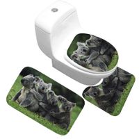 3Pcs 3D Koala Print Bathroom Rug Set  Funny Door Floor Mat 40x60