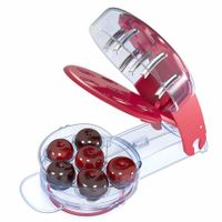 Multi Cherry Stoner, Safe Olive Stone Cherry Pitter Core Seed Remover Tool, Stainless Steel Easy Clean Up One-Handed Manipulation - 6 Cherries Grips Red