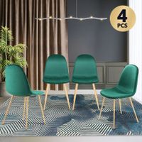 Soft Dining Chairs Velvet Kitchen Chairs Ergonomic Chair Set of 4 with Metal Legs, Green