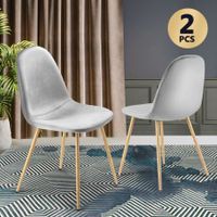 Soft Dining Chairs Velvet Kitchen Chairs Ergonomic Chair Set of 2 with Metal Legs, Grey