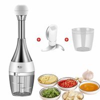Manual Garlic Chopper Speedy Bowling Push Food Processor Grinder with Stainless Steel Blades for Vegetables/Fruits/Salad/Meat/Nuts