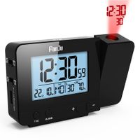 Projection Alarm Clock USB Charger Snooze Double Alarm Backlight Desk Clock with Temperature and Time Projection
