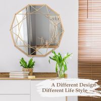 Geometric Shaped 10-Sided Wall Mirror Decorative Vanity Mirror Gold Frames