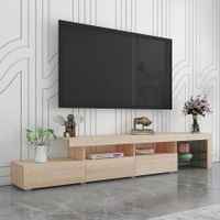 240cm TV Stands Cabinet 3 Drawers Entertainment Unit Wood Storage Shelf - OAK