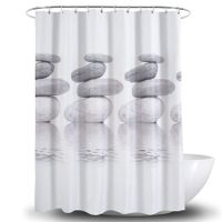 Grey and White Shower Curtain, Waterproof Bathroom Accessories Set with Hooks (180x180cm)