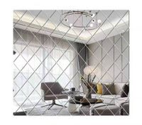 Diamonds 3D Mirror Stickers Acrylic Triangles Self Adhesive DIY Wall Mirror Stickers For Living Room Home Art Decor 58Pcs 100*100cm