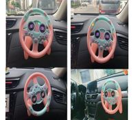 Cute Children Steering Wheel Toys With Light Simulation Driving Sound Music Funny Educational Baby Electronic Travel Kids Toys col Pink