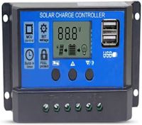 Solar Charge Controller 20A Solar Panel Battery Controller 12V/24V PWM Solar Controller Intelligent Regulator Adjustable LCD Display with Dual USB Load Timer Setting ON/OFF Hours