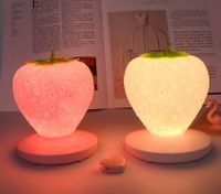 For Baby Children Kids Gift Bedroom Decoration Touch Dimmable LED Night Light Silicone Strawberry Nightlight USB Bedside Lamp