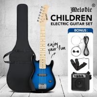 Melodic 30 Inch Children Kids Electric Musical Instrument Guitar w/ 5W Amp Picks Gig Bag Blue