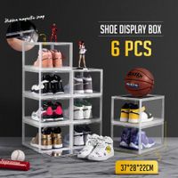 6PCS Shoe Storage Box Sneaker Display Cases ABS Plastic Boxes Stackable Organiser Transparent