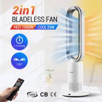 2 In 1 Bladeless Fan Heater/Cooler Oscillating Heating and Cooling Fan with LED and Remote Control