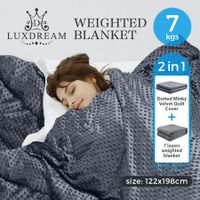 Luxdream 7KG Weighted Blanket with Washable Cover for Adults Kids Heavy Gravity Glass Beads Double Bed