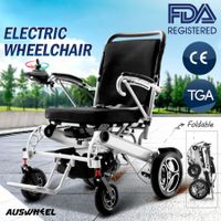 Lightweight Folding Electric Wheelchair Mobility Chair w/ Brushless Motors Dual Battery