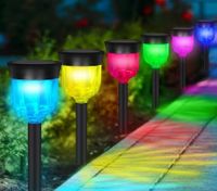LED Solar Light Outdoor, 6 Packs Solar Pathway Lights with 7 Color Changing Waterproof IP65, Outdoor Solar Landscape Lights for Lawn,Yard and Walkway