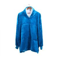 2 Pcs DreamZ Plush Fleece Sherpa Hoodie Sweatshirt Huggle Blanket Pajamas Navy