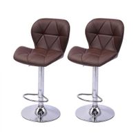 2x Bar Stools Stool Swivel Gas Lift Kitchen Leather Chair Chairs Metal Barstools