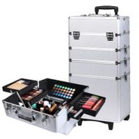 Makeup Case Professional Makeup Organiser 7 in 1 Trolley Silver