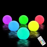Floating Pool Light with Remote, WaterproofRGB Color Changing LED Pool Balls Battery Operated Light Up Bath Toys, Night Light, Yard Pond Pool Decor Lights (6 Packs)