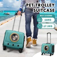 Petscene Rolling Portable Dog Cat Travel Carrier Bag Case Suitcase Green 40x37x25CM