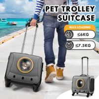 Petscene Rolling Portable Dog Cat Travel Carrier Bag Case Suitcase Grey 40x37x25CM