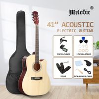 Melodic Acoustic Electric Guitar Wooden Folk 4 Band EQ Nature 41 Inch
