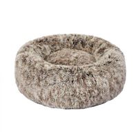 Pet Bed Cat Dog Donut Nest Calming Mat Soft Plush Kennel Coffee M