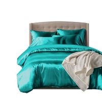 DreamZ Silk Satin Quilt Duvet Cover Set in King Size in Teal Colour