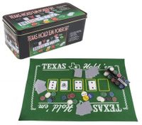 Gamie Texas Holdem Poker Game Set Includes Mat, 2 Card Decks, Chips, Chip Holder and Tin Storage Box  Gift for Kids and Adults