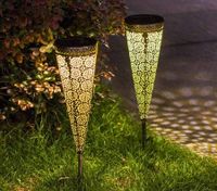 Metal Solar Pathway Lights Garden Outdoor,Waterproof Decorative Stakes for Walkway,,Yard,Lawn,Patio (2PCS)