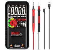 BSIDE Digital Multimeter, Color LCD 3 Results Display 9999 Counts Voltmeter, Rechargeable with Smart Mode, Capacitance Ohm Hz Diode Duty Cycle Live Check Voltage Tester