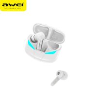 AWEI True Wireless Earbuds with Wireless Charging Case for Gaming, Compatible with IOS Android, (White)